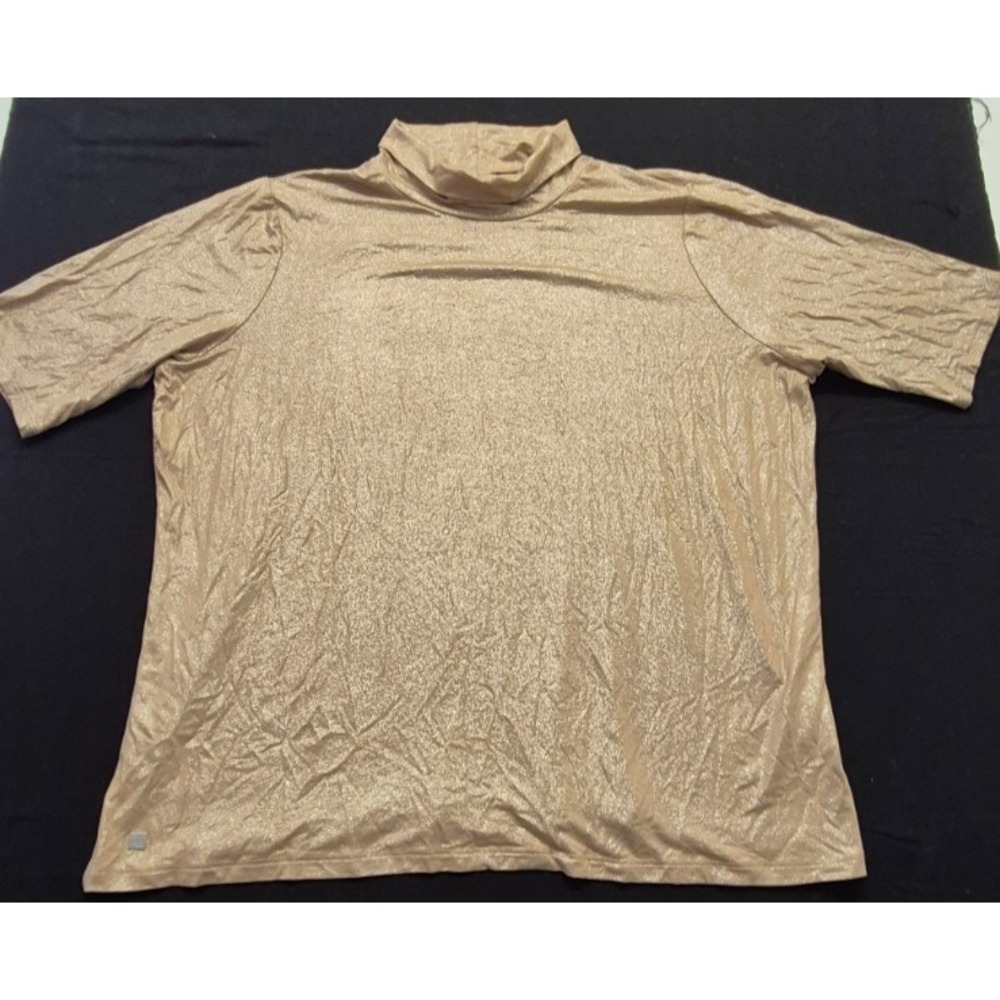 Lauren Ralph Lauren women's gold metallic turtle neck short sleeve top 2XL